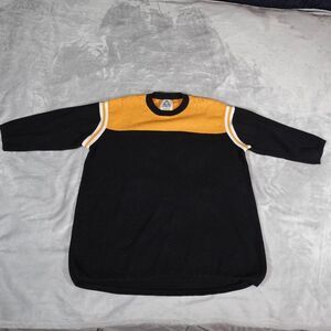 Unif Cotton Knit Color Block Crewneck Sweater Mens S Oversized Mid Sleeve Navy